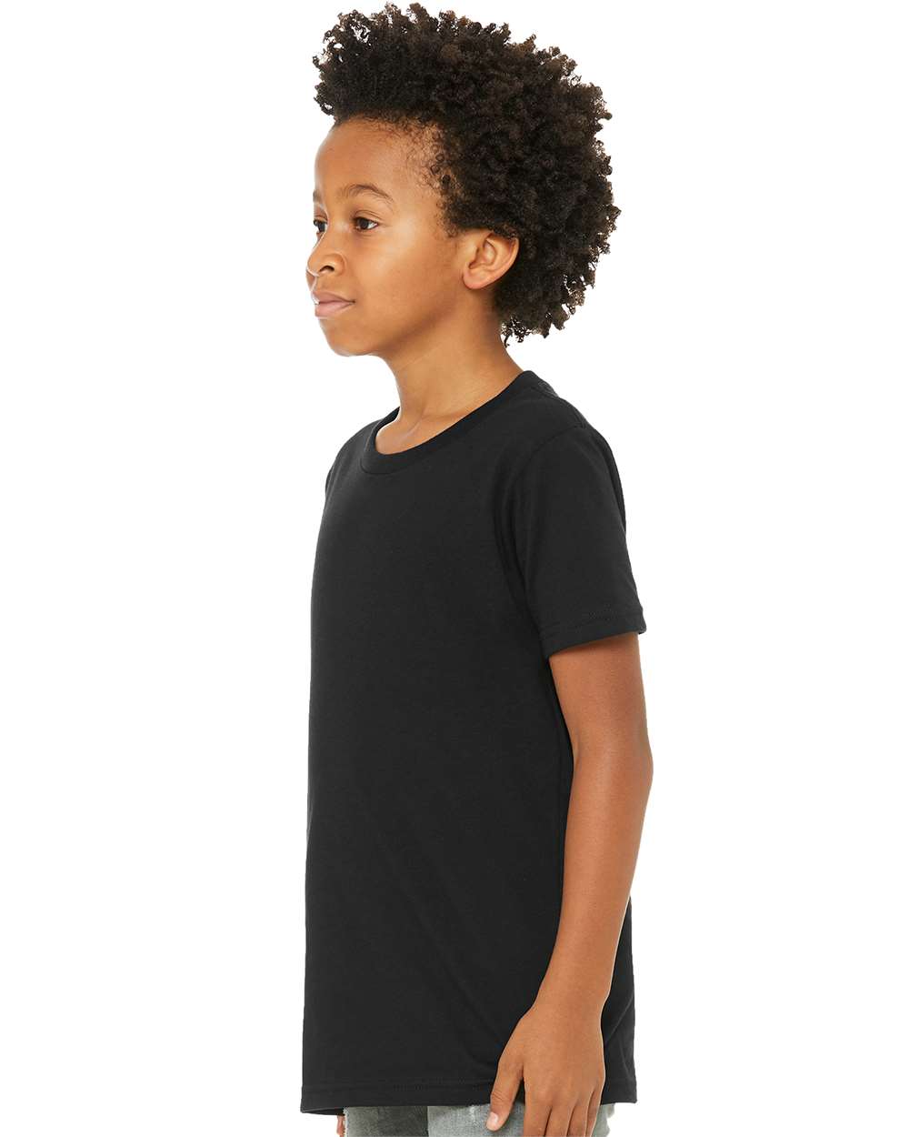 BELLA+CANVAS 3001Y youth black on model, side