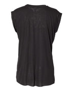 Bella+Canvas 8804 women's flowy muscle tee with rolled cuffs, back view
