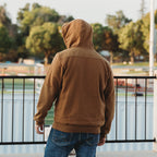 DRI DUCK 7340 Mission Fleece Pro hoodie in Saddle, back view