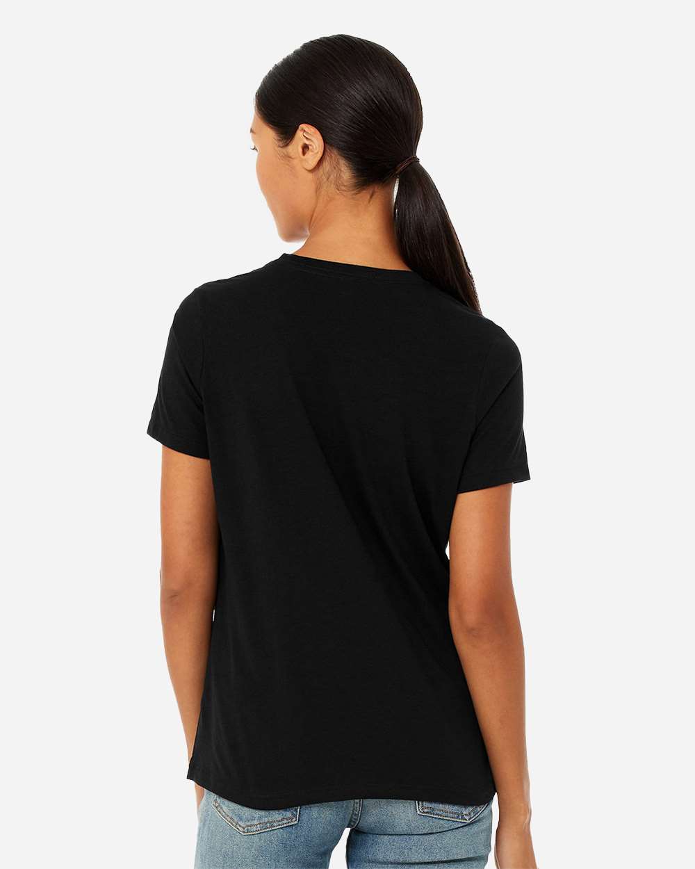 Bella+Canvas 6413 women's relaxed triblend tee on model, back