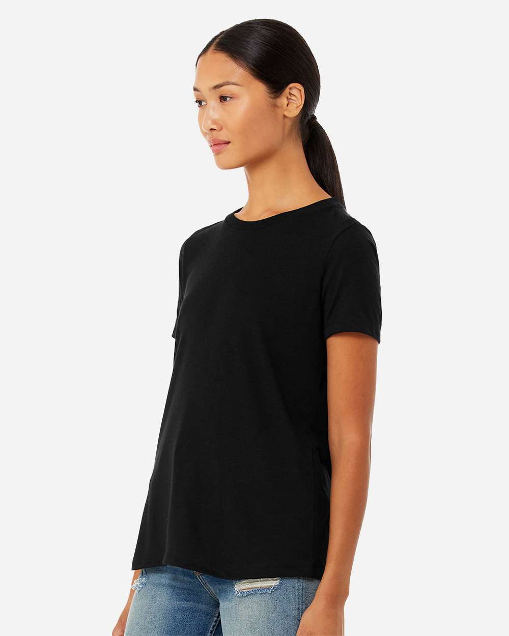 Bella+Canvas 6413 women's relaxed triblend tee on model, side