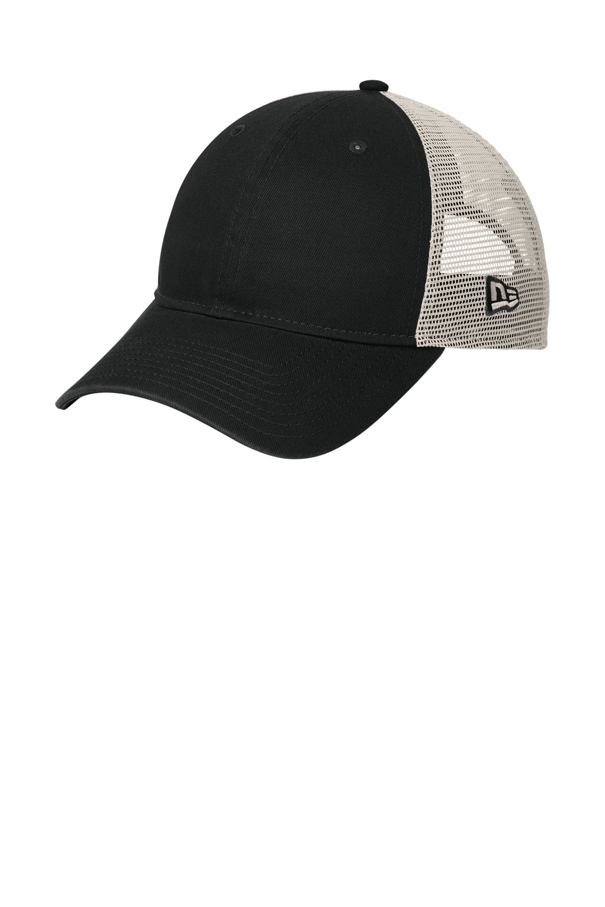 New Era 9TWENTY unstructured mesh snapback cap NE215 in Black with stone mesh back