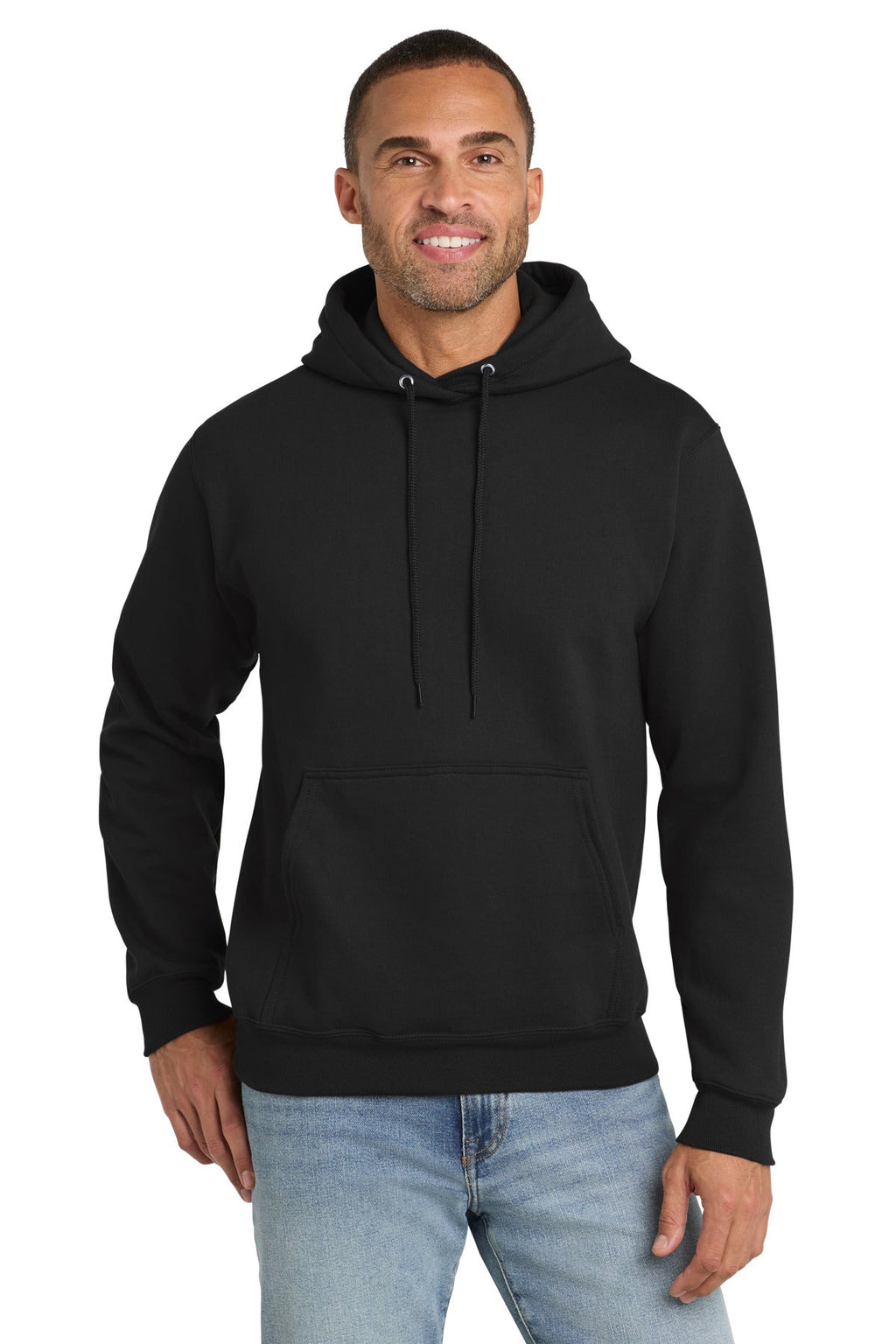 Port & Company PC90H essential fleece pullover hoodie in Jet Black