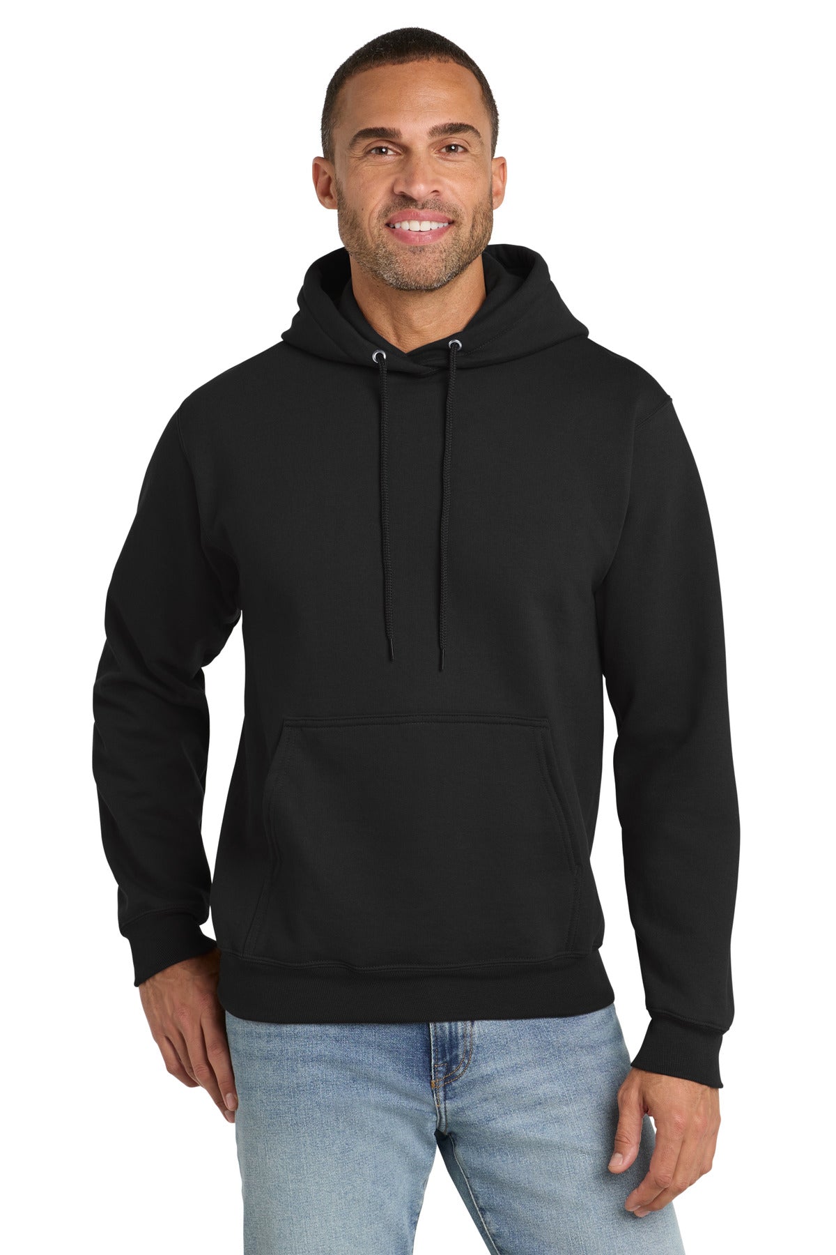 Port & Company PC90H essential fleece pullover hoodie in Jet Black